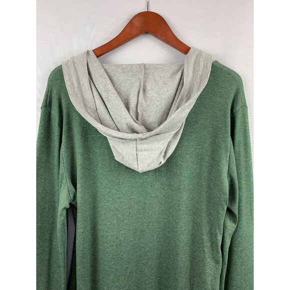 Miagooo XL Green & Gray Hooded Long Sleeve Top With Buttons & Pocket For Women - Picture 6 of 6